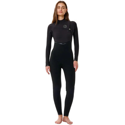 Rip Curl Womens E-Bomb Chest Zip 3/2mm Summer Wetsuit in Black