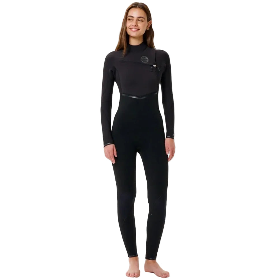Rip Curl Womens E-Bomb Chest Zip 3/2mm Summer Wetsuit in Black
