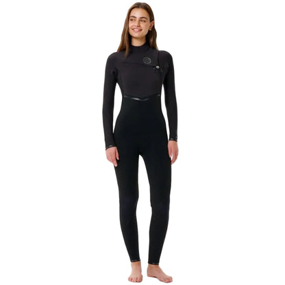 Rip Curl Womens E-Bomb Chest Zip 3/2mm Summer Wetsuit in Black