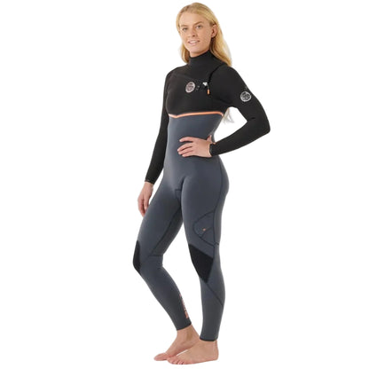 Rip Curl Womens E-Bomb Chest Zip 3/2mm Summer Wetsuit - Charcoal