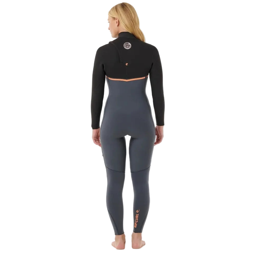 Rip Curl Womens E-Bomb Chest Zip 3/2mm Summer Wetsuit - Charcoal