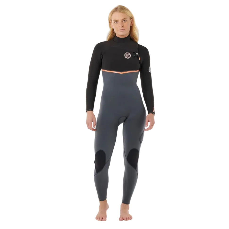 Rip Curl Womens E-Bomb Chest Zip 3/2mm Summer Wetsuit - Charcoal
