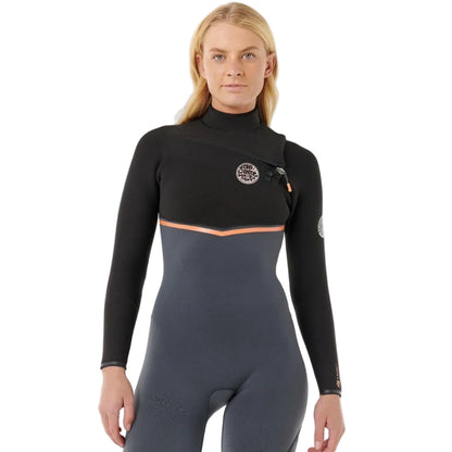 Rip Curl Womens E-Bomb Chest Zip 3/2mm Summer Wetsuit - Charcoal
