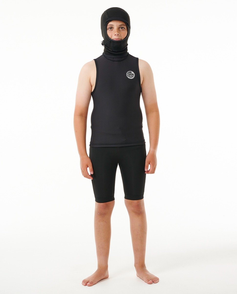 Rip Curl Kids F Bomb Polypro Hooded Vest in Black