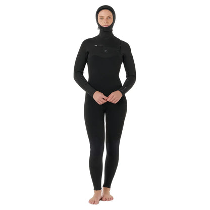 Rip Curl Women's Dawn Patrol 6/4mm Chest Zip Hooded Wetsuit - Black - 2025/2026 - Buy online today