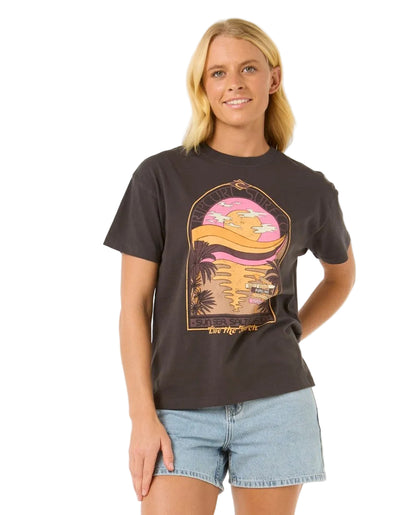 Rip Curl Sun and Sea Womens Relaxed Tee - Washed Black