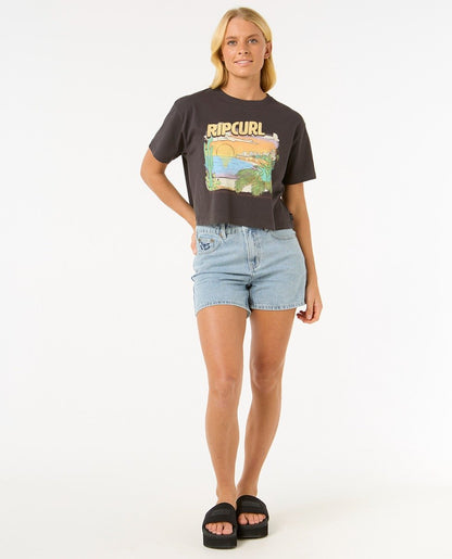 Rip Curl La Paloma Women's Crop Tee - Washed Black