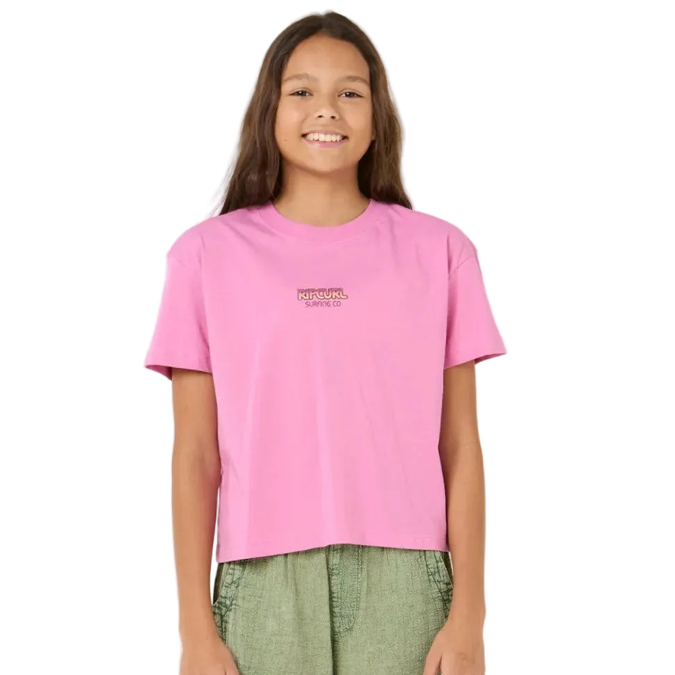 Rip Curl Sun and Sea Girls Crop Tee - Pink