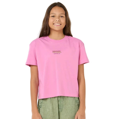 Rip Curl Sun and Sea Girls Crop Tee - Pink