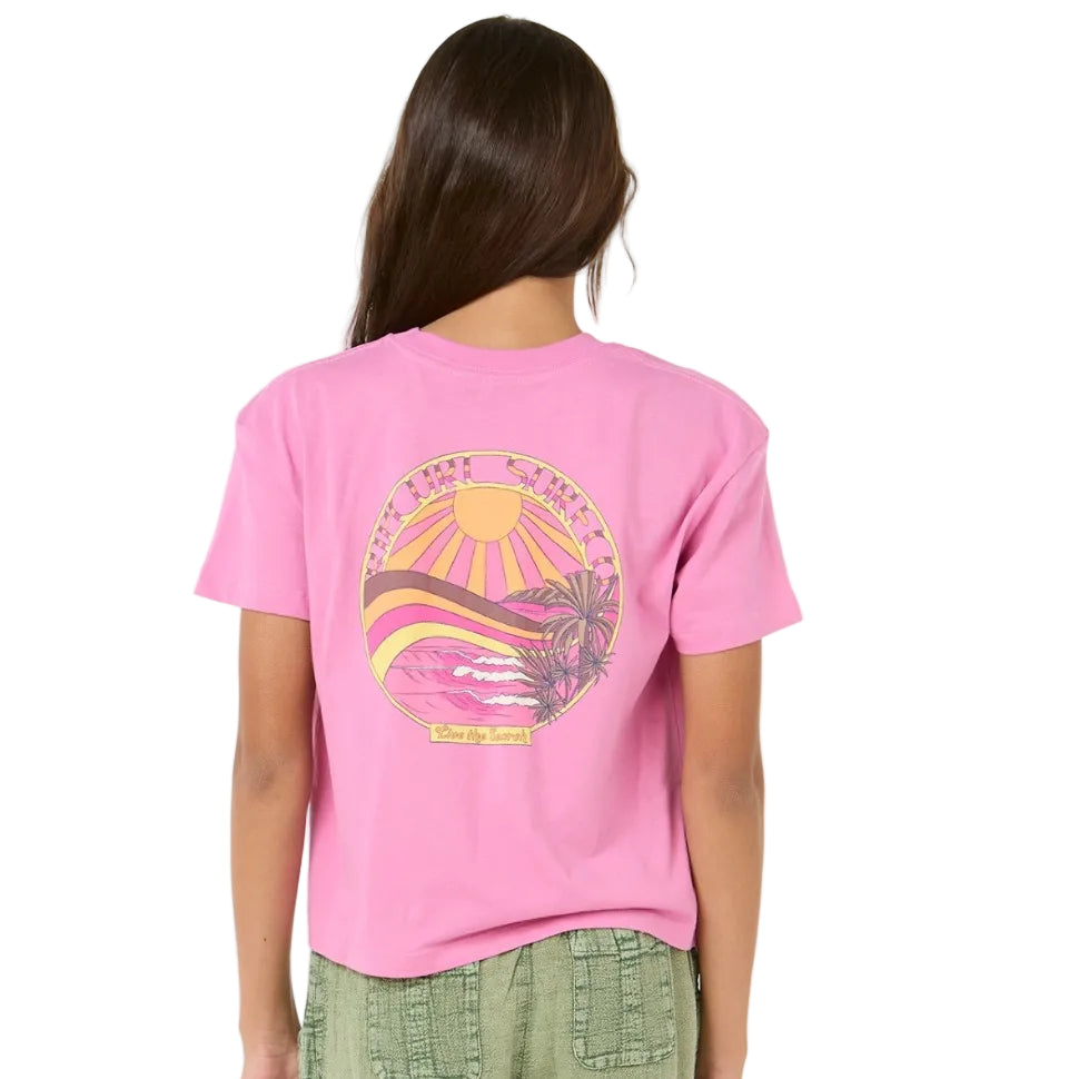 Rip Curl Sun and Sea Girls Crop Tee - Pink