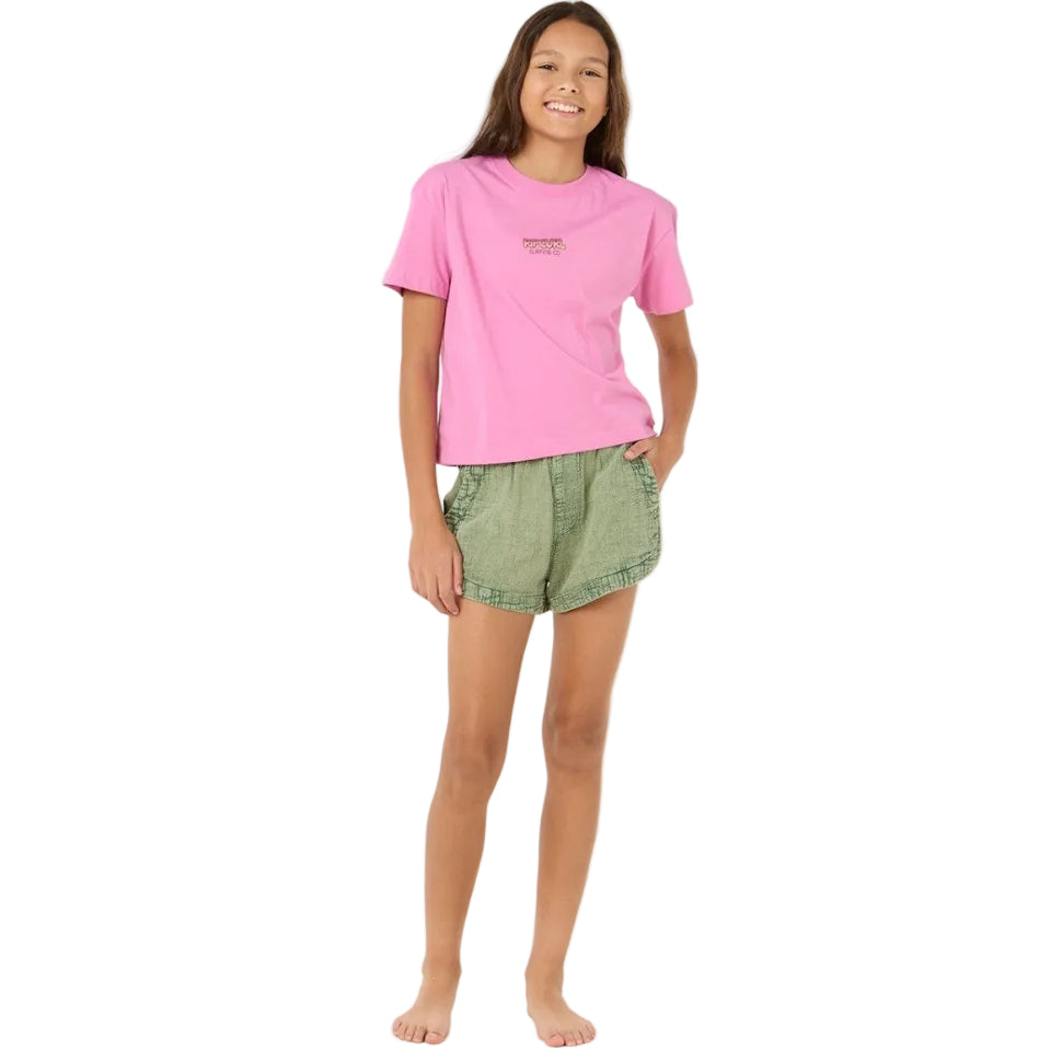 Rip Curl Sun and Sea Girls Crop Tee - Pink