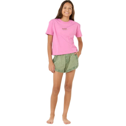 Rip Curl Sun and Sea Girls Crop Tee - Pink