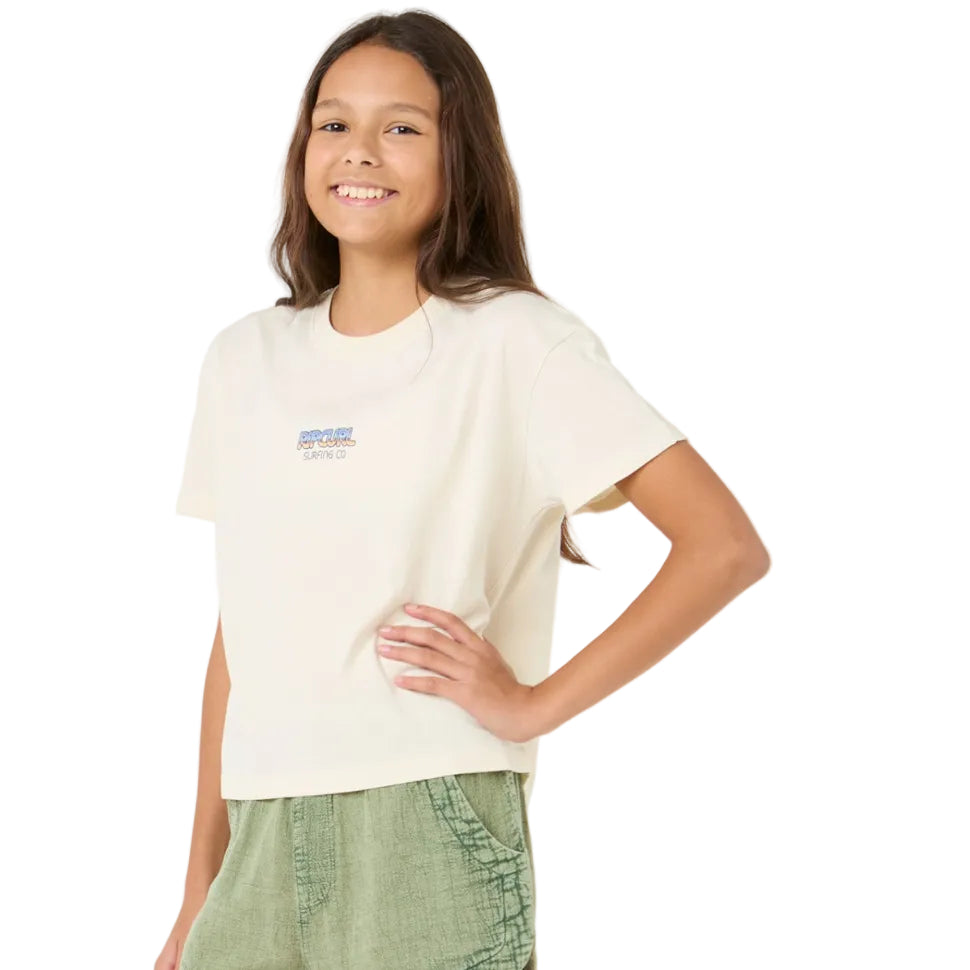 Rip Curl Sun and Sea Girls Crop Tee - Bone