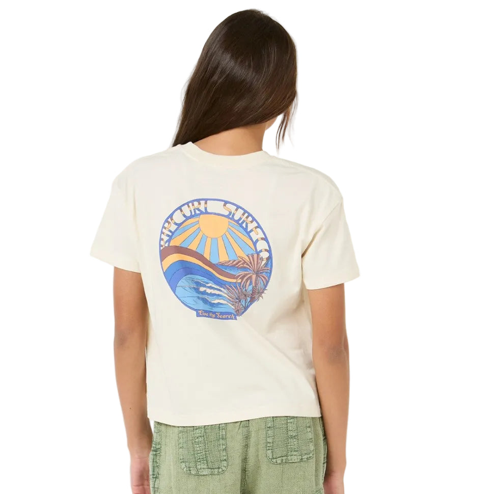 Rip Curl Sun and Sea Girls Crop Tee - Bone