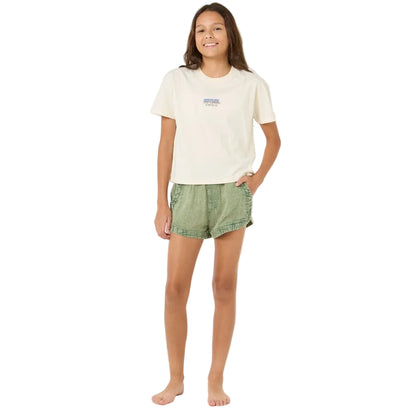 Rip Curl Sun and Sea Girls Crop Tee - Bone
