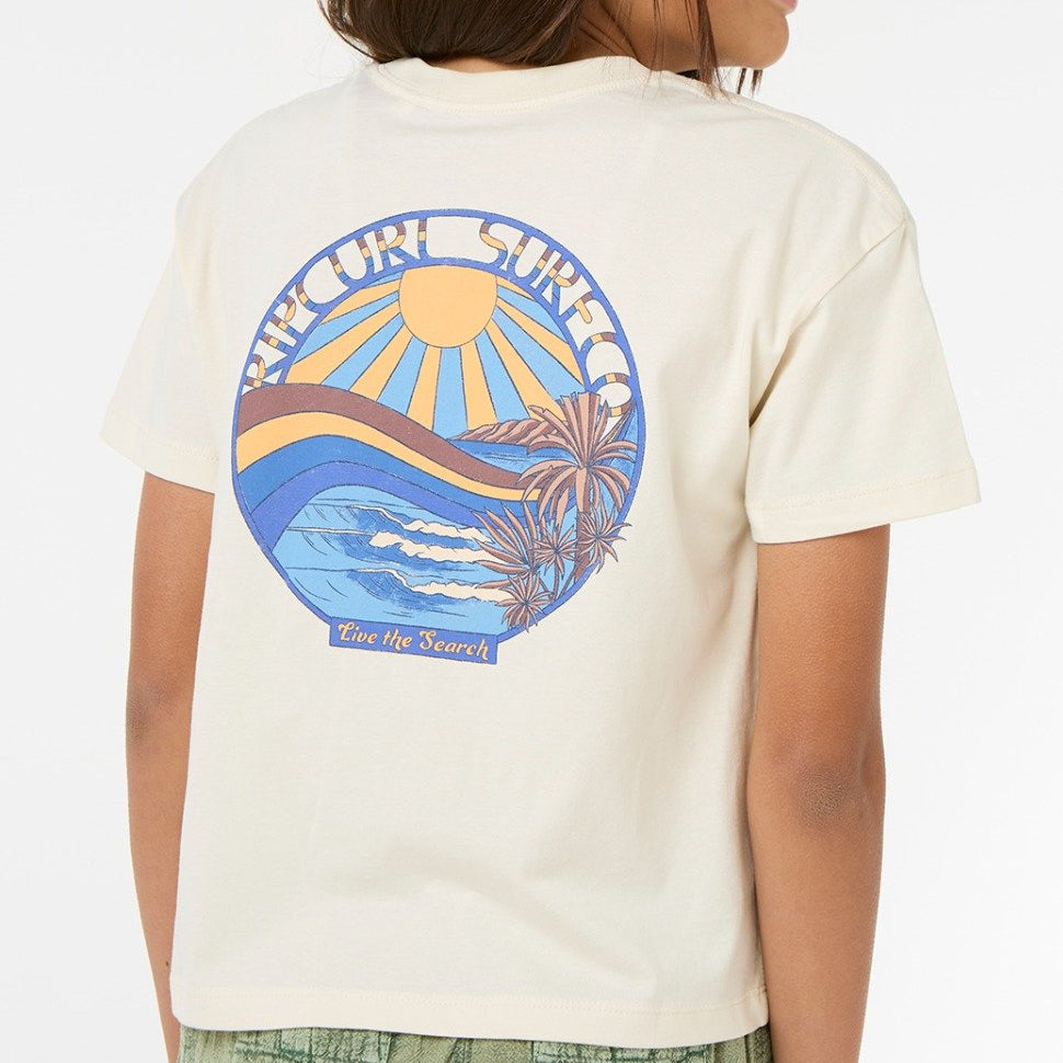 Rip Curl Sun and Sea Girls Crop Tee - Bone