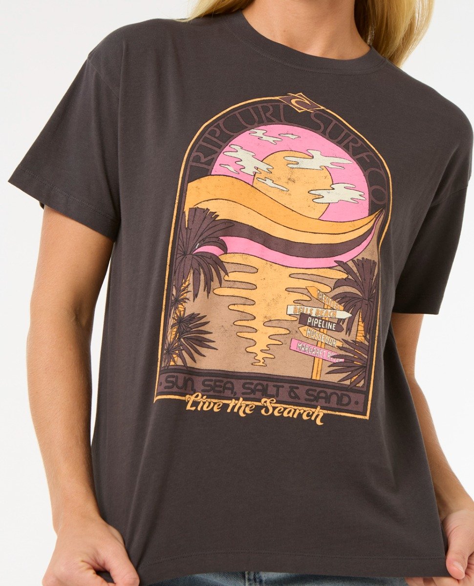Rip Curl Sun and Sea Women's Relaxed Tee - Washed Black