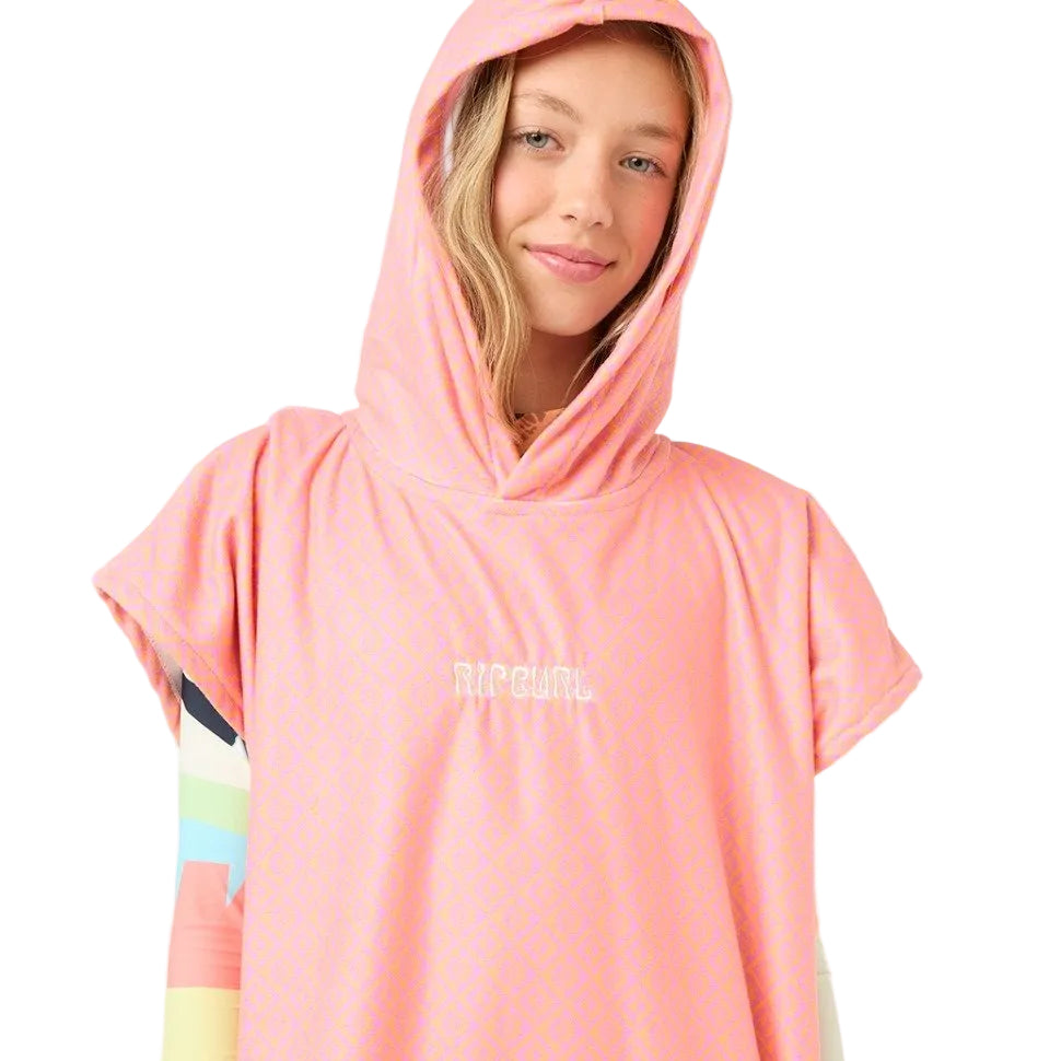 Rip Curl Mixed Hooded Girls Towel Changing Robe - Mango