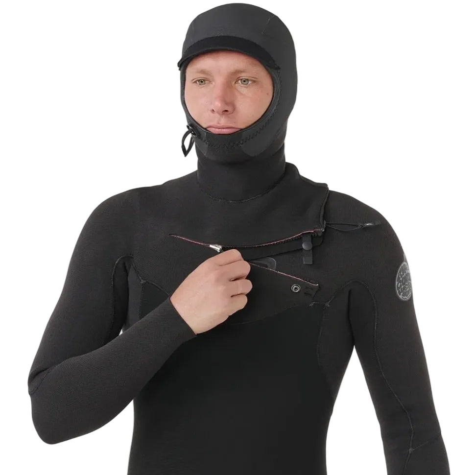 Rip Curl Flashbomb Chest Zip 5/4mm Hooded Winter Wetsuit 2026 - Black