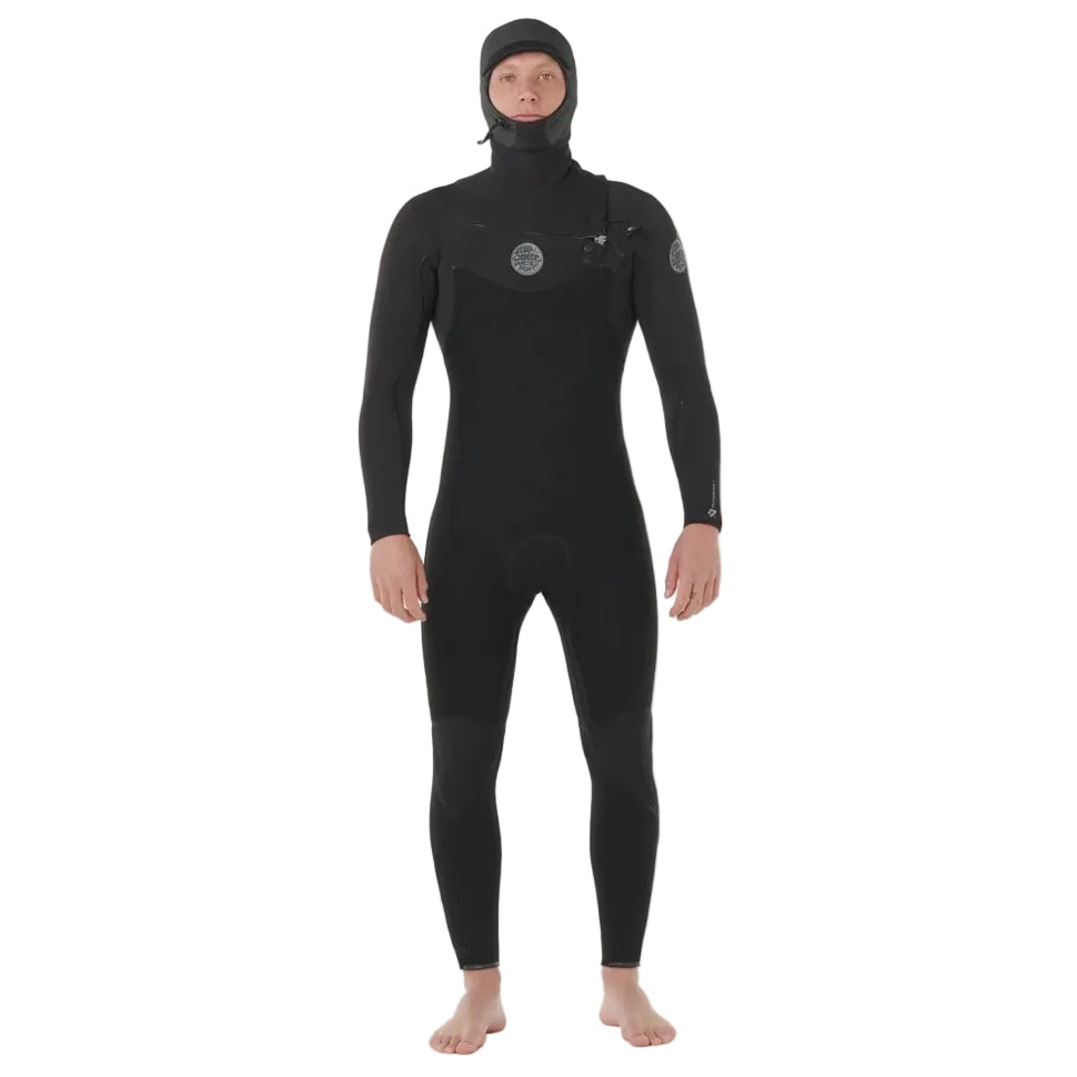 Rip Curl Flashbomb Chest Zip 5/4mm Hooded Winter Wetsuit in Black