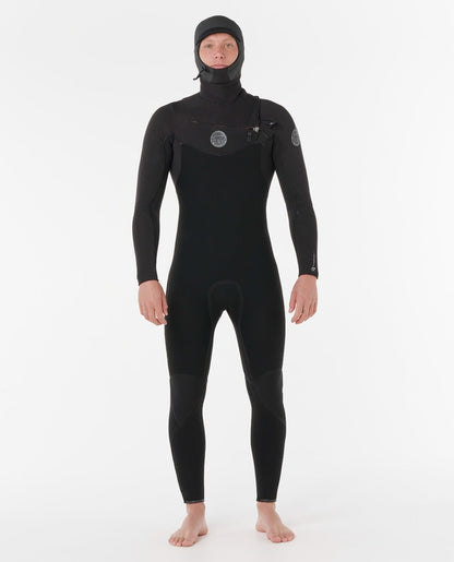Rip Curl Flashbomb Chest Zip Hooded 4/3mm Wetsuit in Black