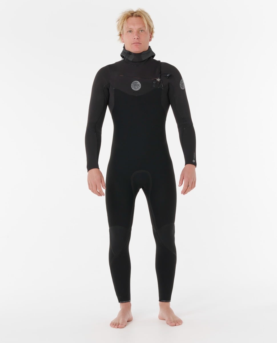 Rip Curl Flashbomb Chest Zip Hooded 4/3mm Wetsuit 2026 - Black