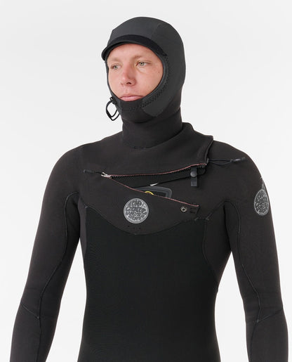 Rip Curl Flashbomb Chest Zip Hooded 4/3mm Wetsuit 2026 - Black