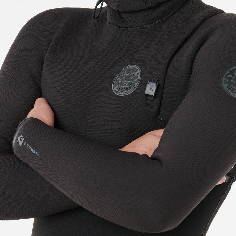 Rip Curl E-Bomb Zip-Free Hooded 5/4mm Winter Wetsuit 2026 - Black