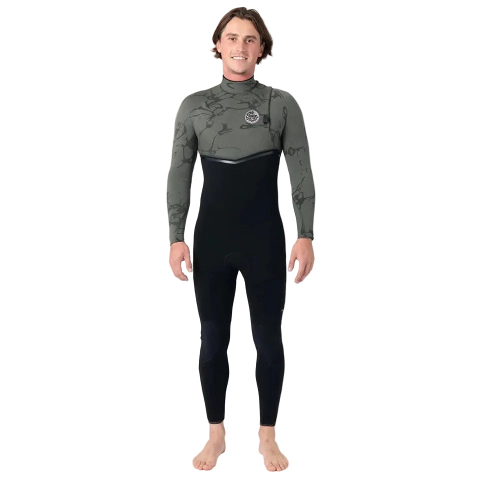 Rip Curl E Bomb Mens 4/3mm Zip Free Wetsuit in Deep Cactus