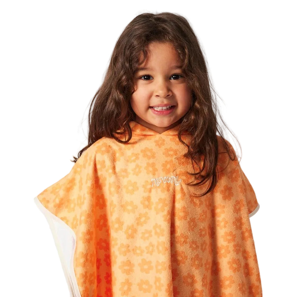 Rip Curl Mixed Towel Hooded Girls Changing Robe - Mango