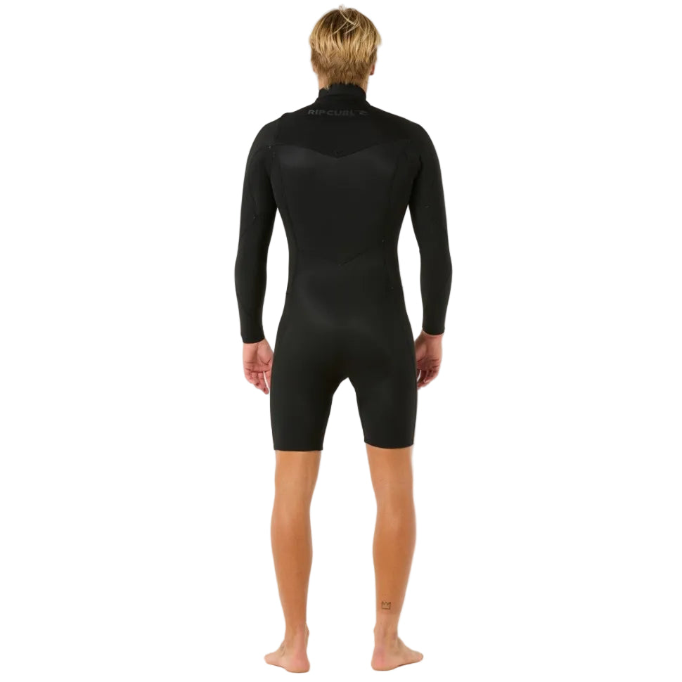Rip Curl Dawn Patrol 2mm Men's Chest Zip Long Arm Shorty Wetsuit - Black