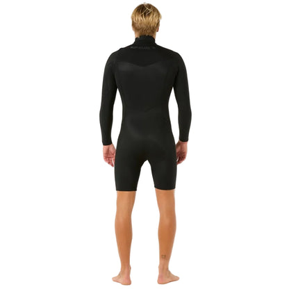 Rip Curl Dawn Patrol 2mm Men's Chest Zip Long Arm Shorty Wetsuit - Black