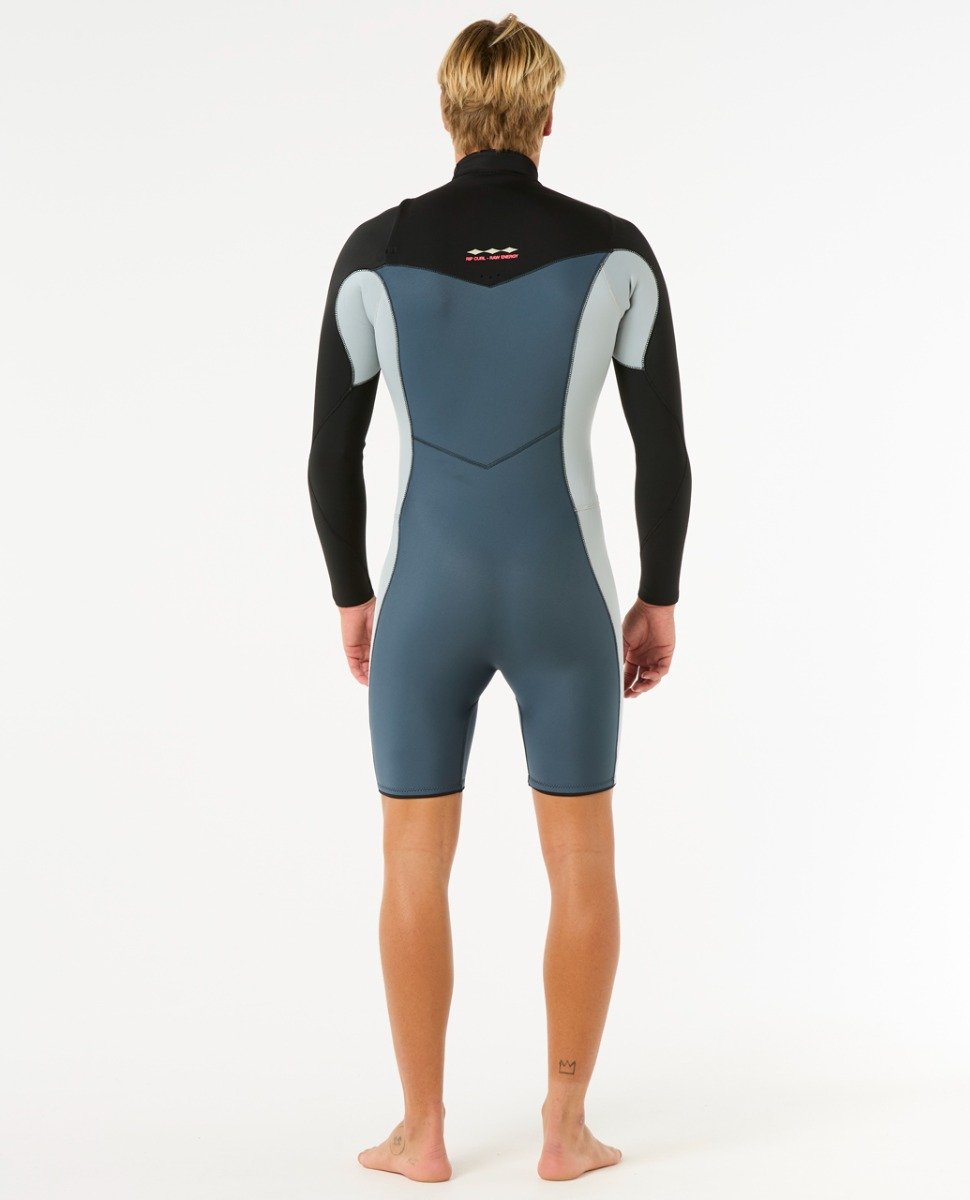 Rip Curl Dawn Patrol 2/2mm Men's Chest Zip Long Arm Shorty Wetsuit - Pine Night