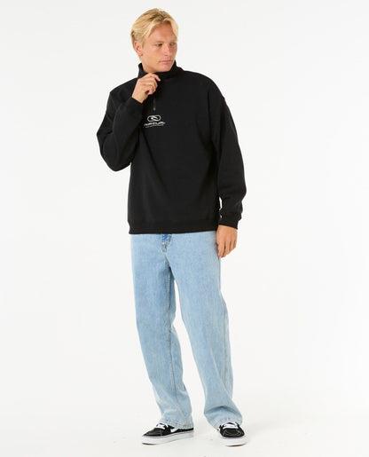 Rip Curl Quarter Zip Pill Icon Men's Crew - Black