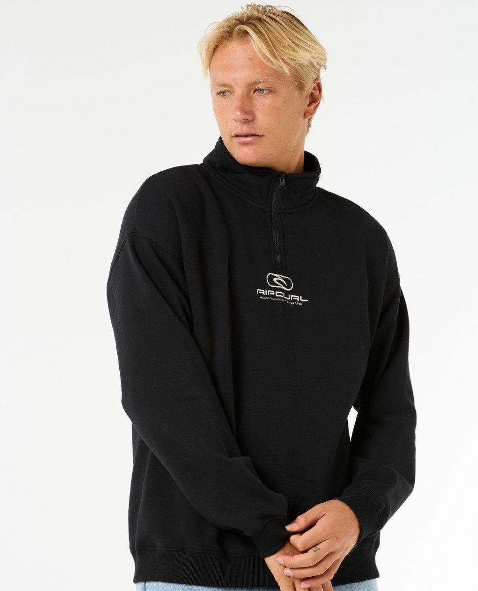 Rip Curl Quarter Zip Pill Icon Men's Crew - Black