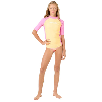 Rip Curl Classic Surf Girls Short Sleeve Rash Vest - Mango