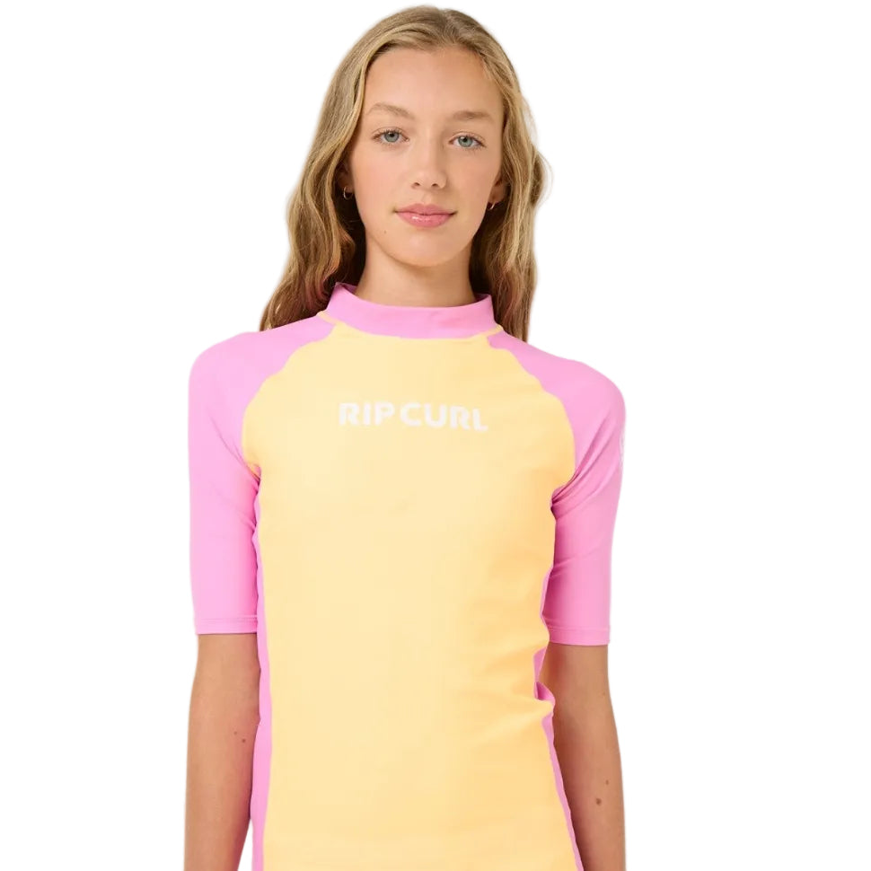 Rip Curl Classic Surf Girls Short Sleeve Rash Vest - Mango