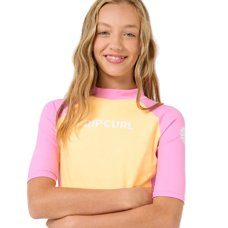 Rip Curl Classic Surf Girls Short Sleeve Rash Vest - Mango