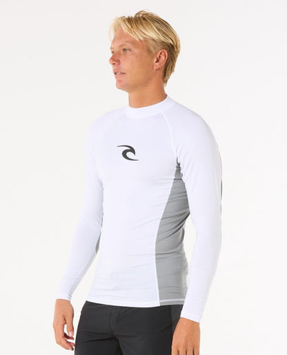 Rip Curl Waves UPF Performance Men's Long Sleeve Rash Vest - White