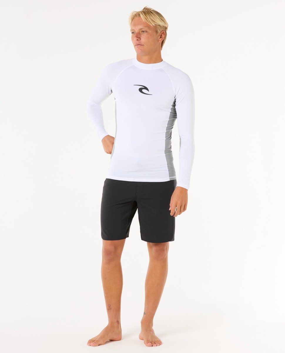 Rip Curl Waves UPF Performance Men's Long Sleeve Rash Vest - White