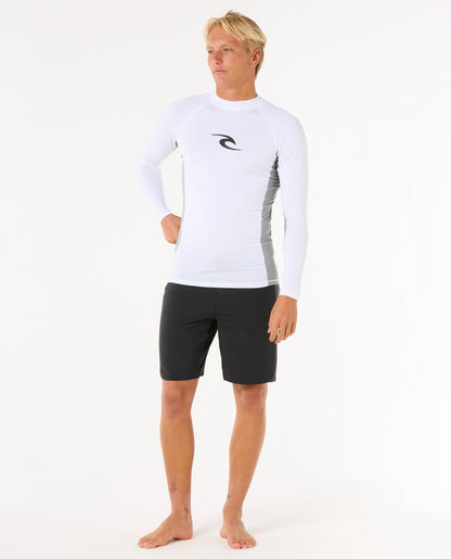 Rip Curl Waves UPF Performance Men's Long Sleeve Rash Vest - White