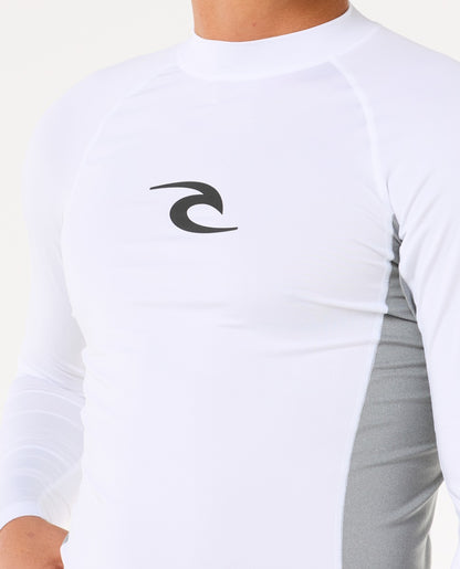 Rip Curl Waves UPF Performance Men's Long Sleeve Rash Vest - White