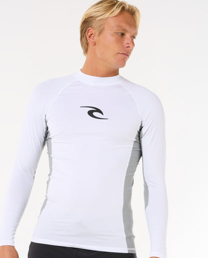 Rip Curl Waves UPF Performance Men's Long Sleeve Rash Vest - White