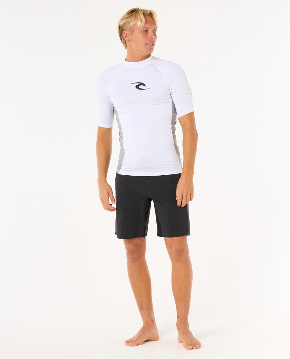 Rip Curl Wave UPF Performance Men's Short Sleeve Rash Vest - White