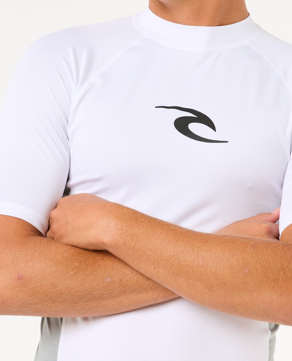 Rip Curl Wave UPF Performance Men's Short Sleeve Rash Vest - White
