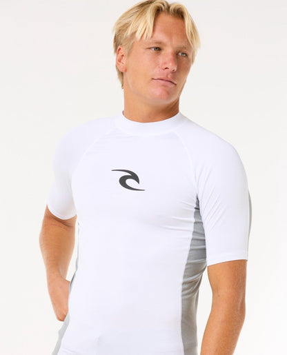 Rip Curl Wave UPF Performance Men's Short Sleeve Rash Vest - White