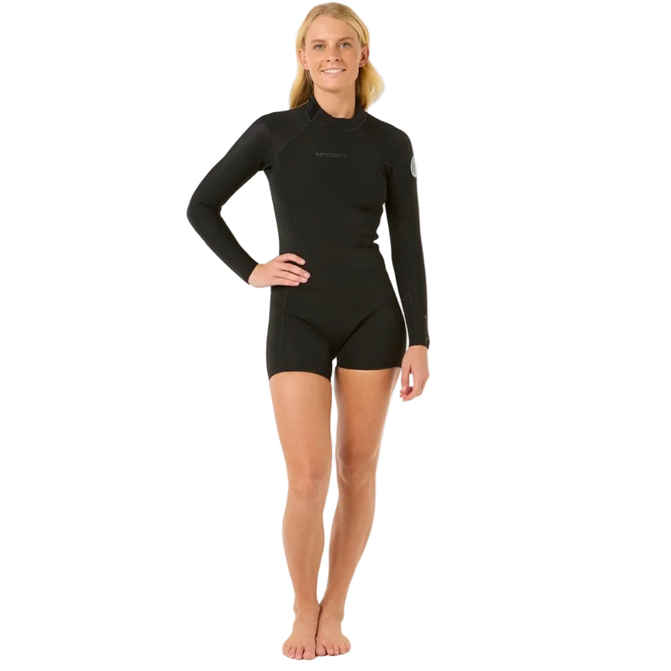 Rip Curl Dawn Patrol 2mm Women's Back Zip Long Sleeve Shorty - Black
