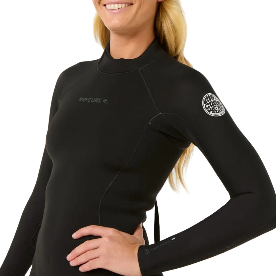 Rip Curl Dawn Patrol 2mm Women's Back Zip Long Sleeve Shorty - Black