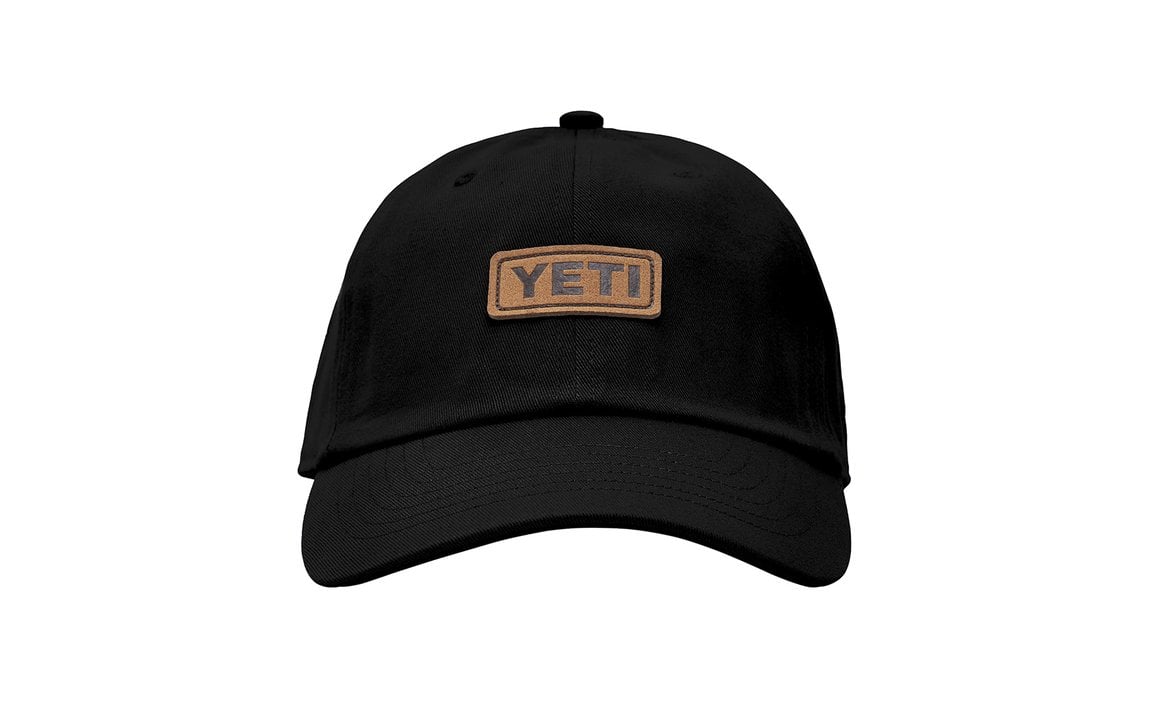 Yeti Leather Logo Badge Soft Crown Cap - Leather Black - Front