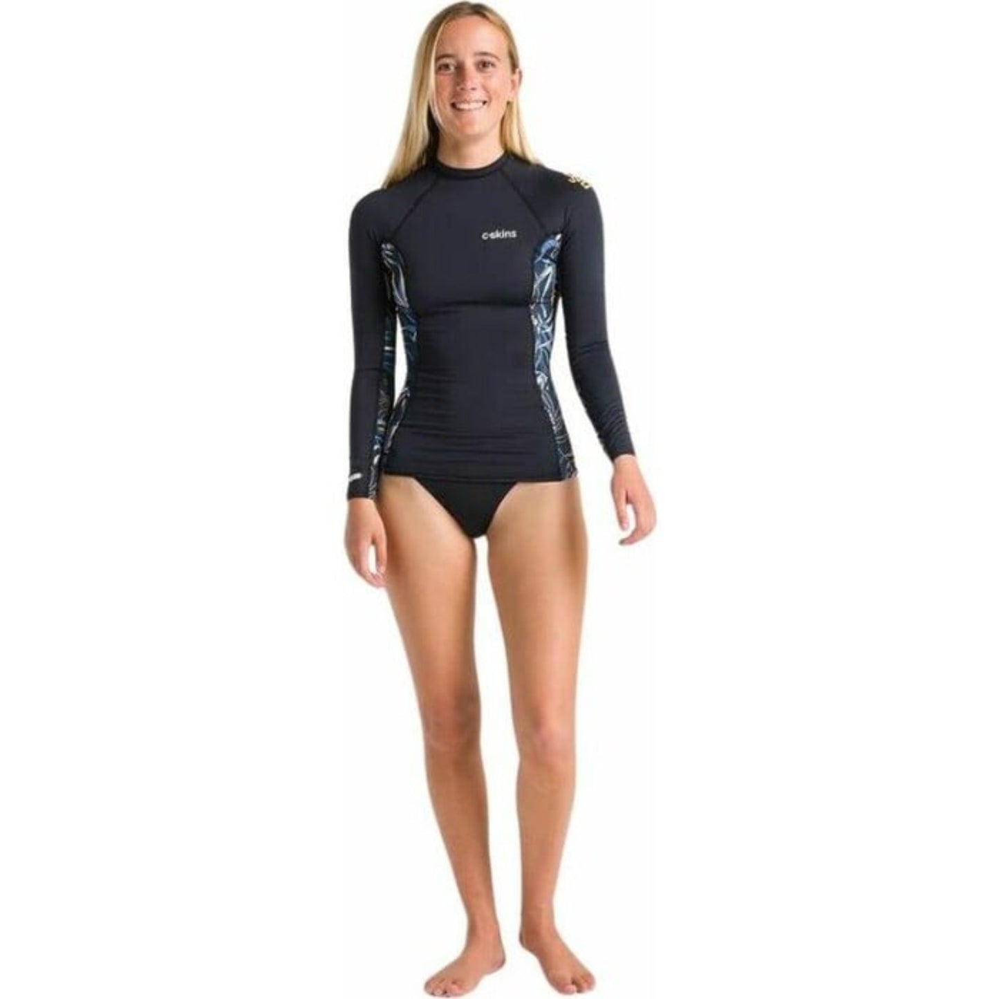 C-Skins NuWave Premium UV Womens Long Sleeve Rash Vest - Raven / Tropical